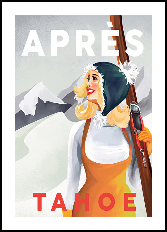 Apres Ski Lake Tahoe Vintage Pin Up Art Plakat
