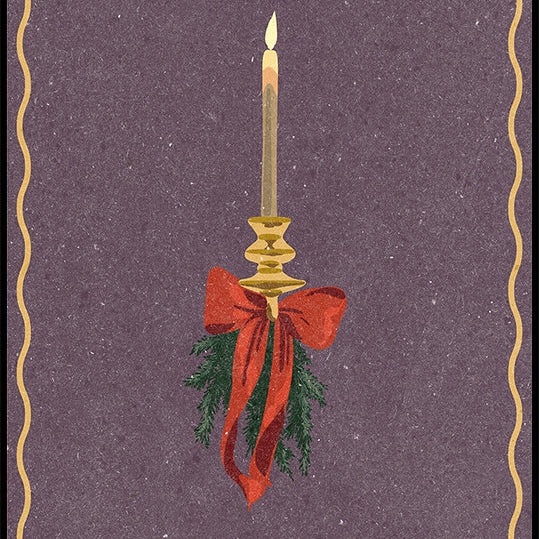 Candle with bow and spruce sprigs Plakat