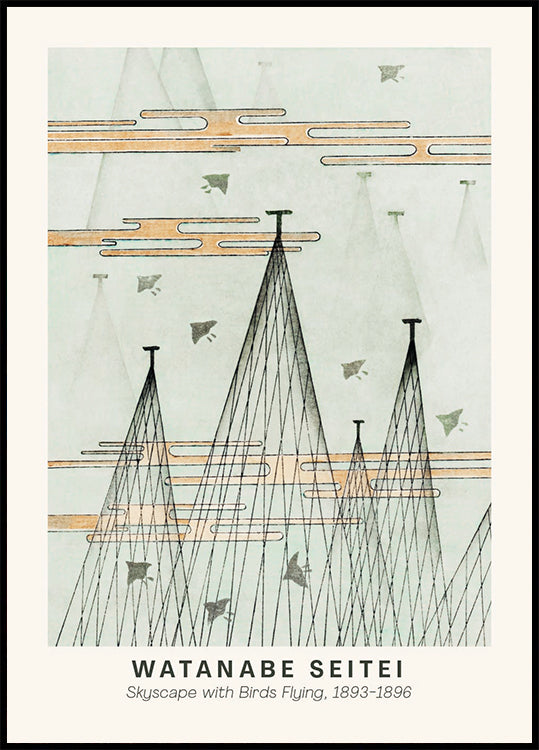 Watanabe Seitei Skyscape Japanese Bird Flying Plakat