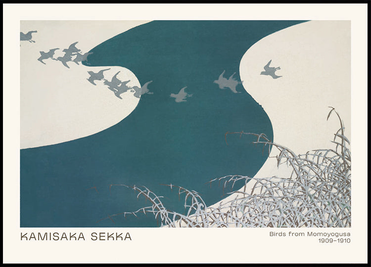 Birds from Momoyogusa, Japanese minimalist nature Plakat
