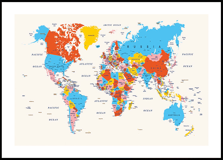 Vibrant World Map Plakat