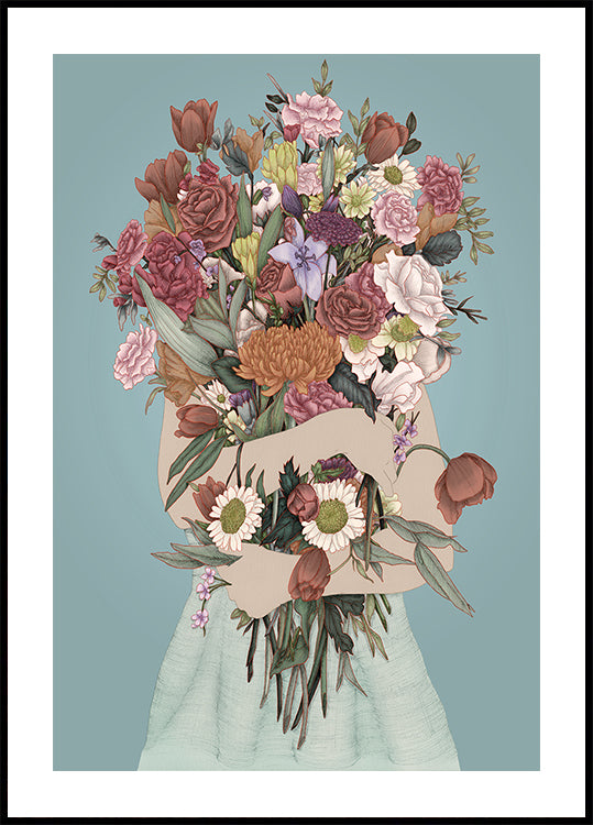 Gathering a Garden Teal Large Plakat