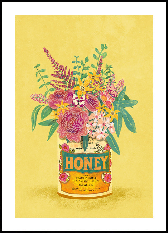 Flowers In a vintage Honey Can Plakat
