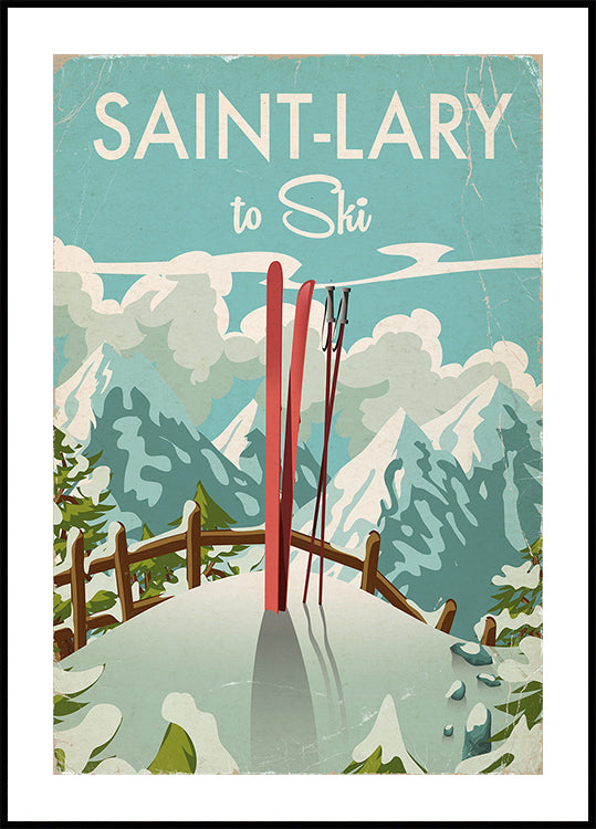 Saint Lary Ski Poster Plakat