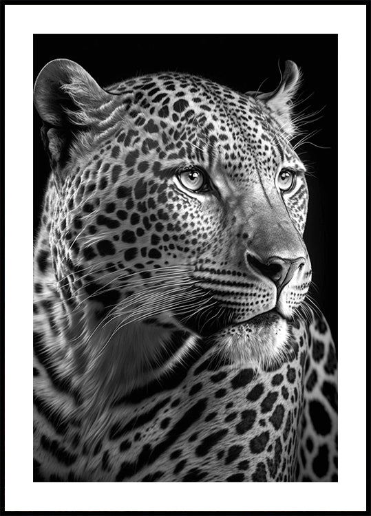 Black and White Leopard Plakat