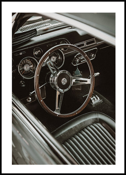 Vintage Car Steering Wheel Plakat