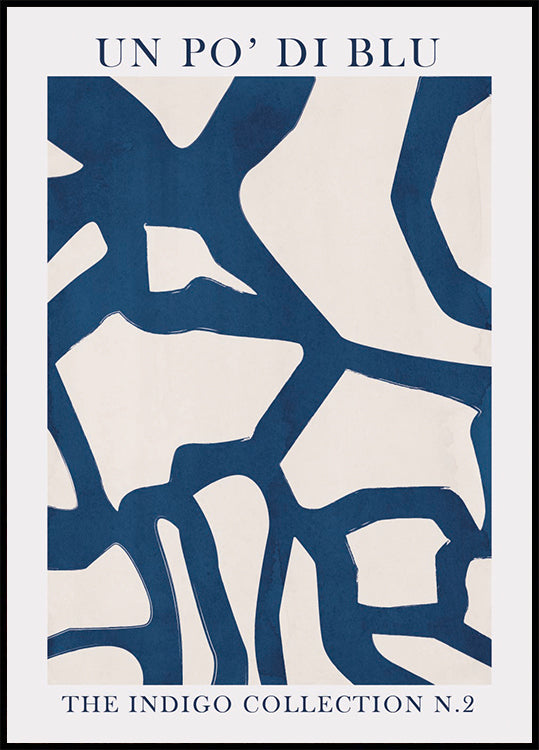 Indigo Flow, Abstract Shapes in Blue and White Plakat