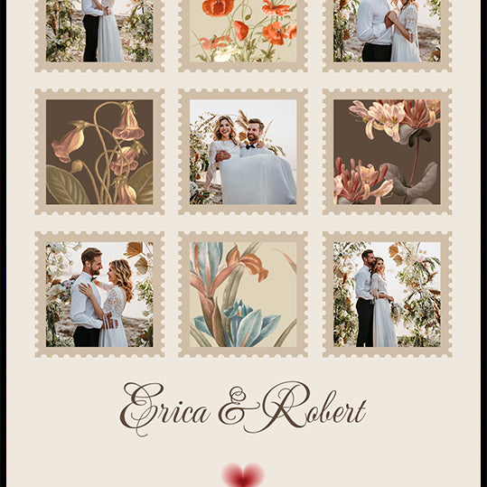 Elegant Wedding Photo Collage Personalized Plakat