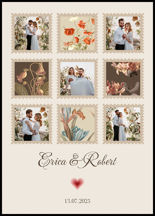 Elegant Wedding Photo Collage Personalized Plakat