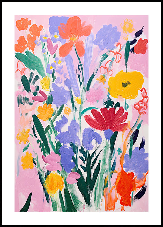 Bold  Wildflower Bouquet Expressive Floral Plakat