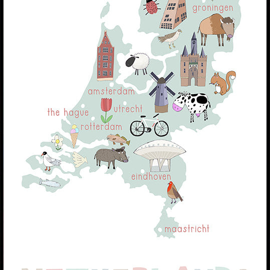 The Netherlands Illustration by Artist Carla Daly Plakat