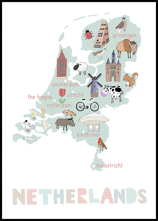The Netherlands Illustration by Artist Carla Daly Plakat