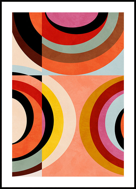 Warm Colors Bauhaus Geometry 3 Poster