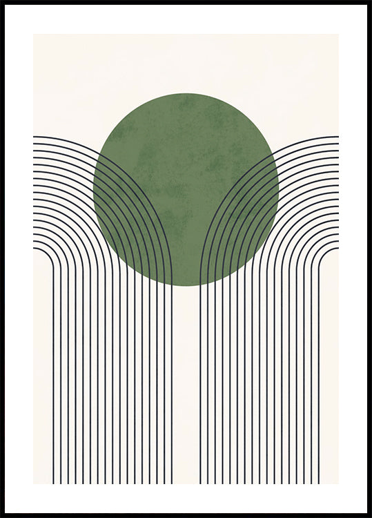 Green Orbit, Minimalist Line and Circle Abstract Plakat