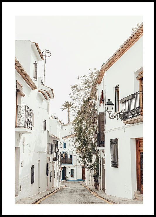 Charming Whitewashed Streetscape Plakat