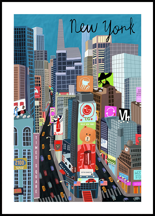 Times Square, New York Illustration by Artist Carla Daly Plakat