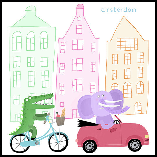 A Crocodile on a Bicycle and an Elephant in a Car Plakat
