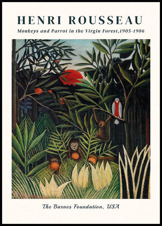 Monkeys and Parrot in the Virgin Forest Plakat