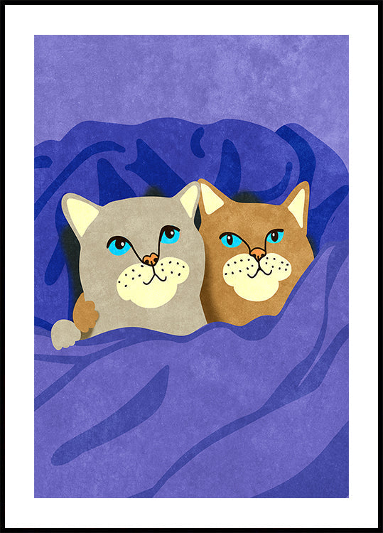 Cats in Bed Plakat