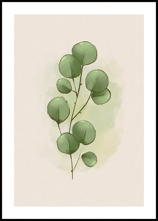 Watercolor Eucalyptus Botanical Plakat