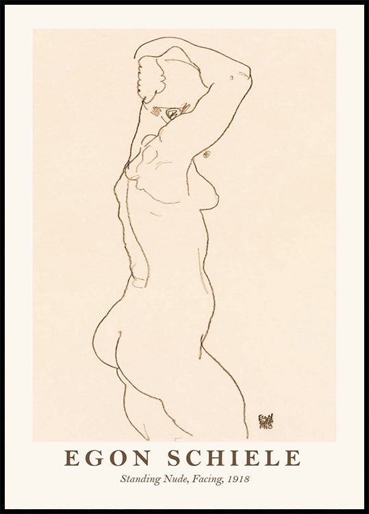 Egon Schiele, Standing Nude Facing Plakat