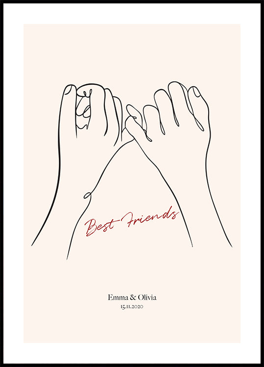 Personalized Friendship Line Art Plakat