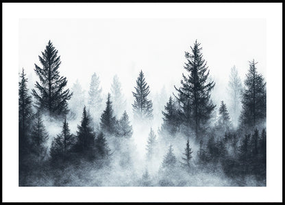 Watercolor Forest in Deep Mist Plakat