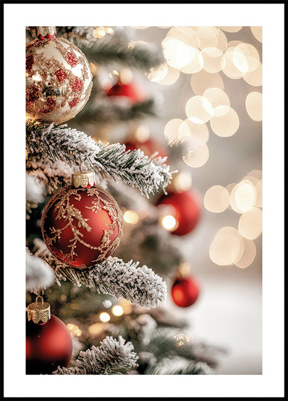 Christmas Tree with Red Ornaments Plakat