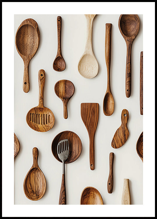 Rustic Wooden Kitchen Utensils Plakat