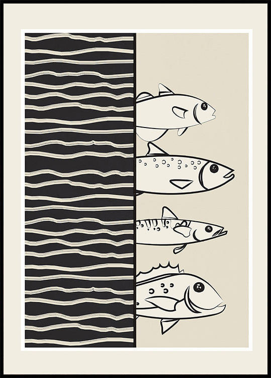 Abstract Fishes On Waves Plakat