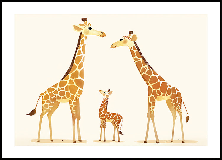 Giraffe Family Trio In Warm Tones Plakat