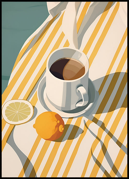 Morning Coffee & Lemons, Minimalist Summer Plakat