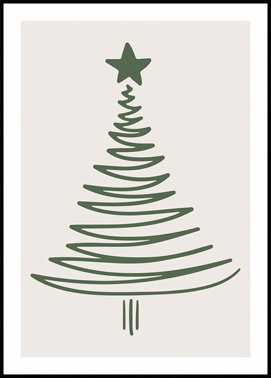 Christmas Tree Line Art Plakat