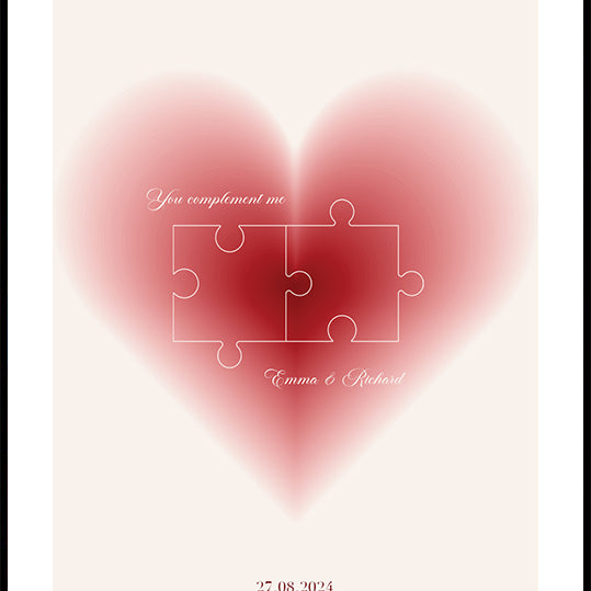 You Complete Me Personalized Heart Puzzle Plakat