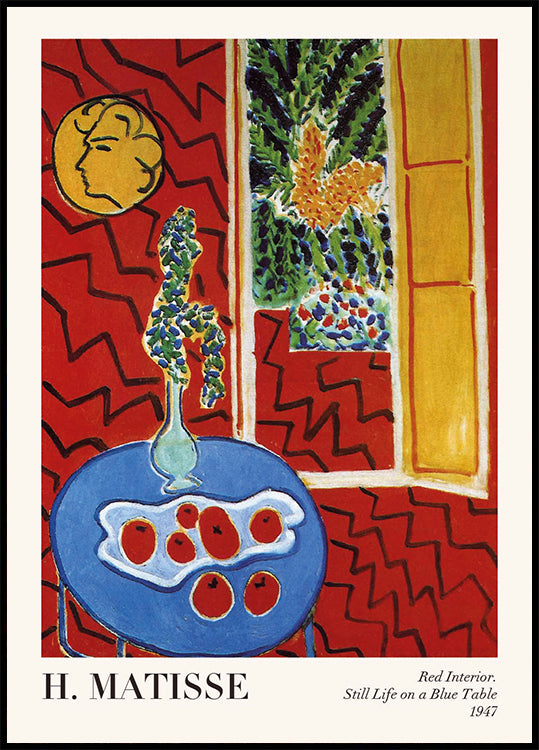 Henri Matisse - Red Interior Still Life on a Blue Table_Тека Plakat