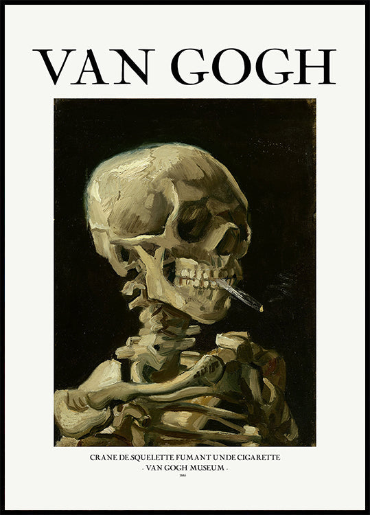Head of a skeleton with a burning cigarette Plakat