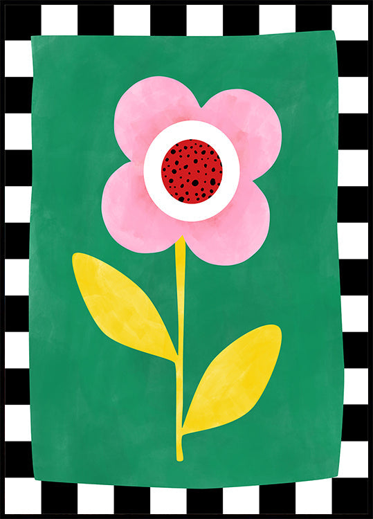 Pink Flower with Yellow Leaves Plakat