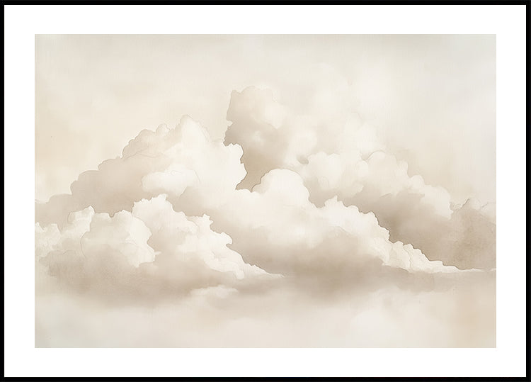 Neutral Cloudscape Watercolor Plakat