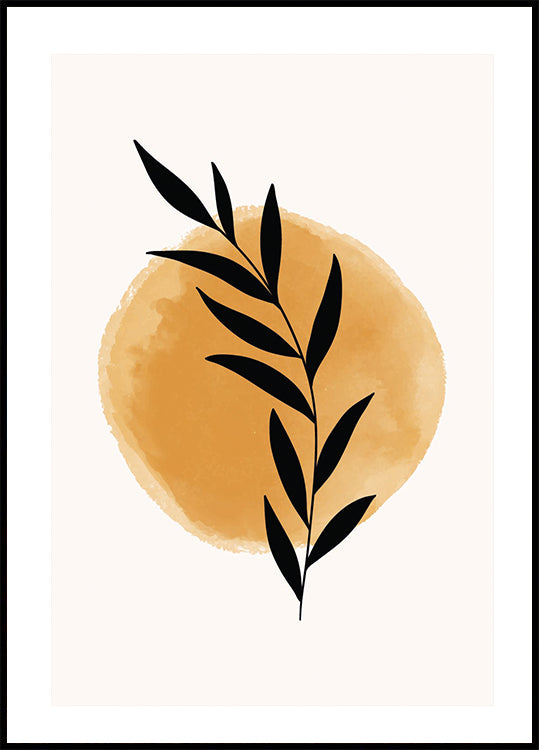 Sunrise Branch, Minimalist Botanical Sun Plakat