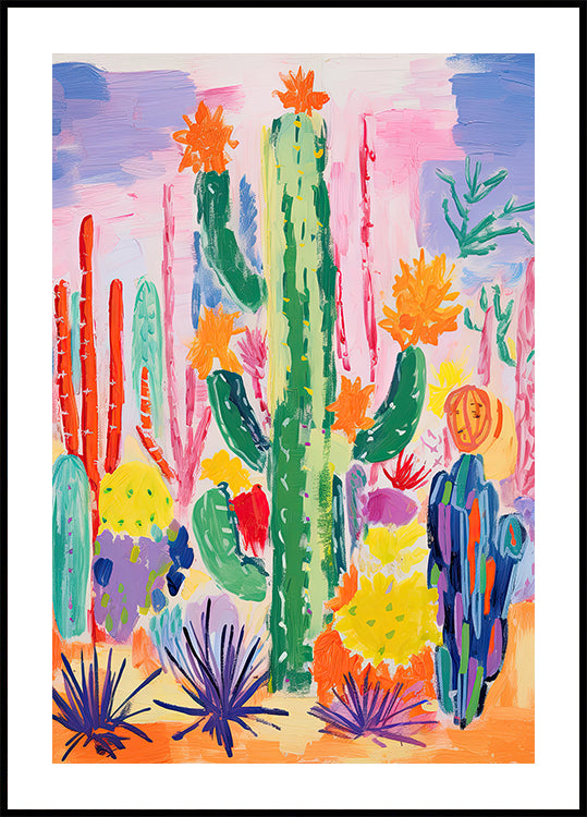 Colorful Cactus Garden Plakat