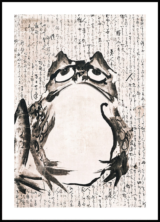 Japanese Frog (late 18th 19th Century) Vintage Ink and Color On Paper Plakat