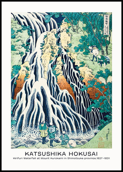 Kirifuri Waterfall Scene by Hokusai Plakat