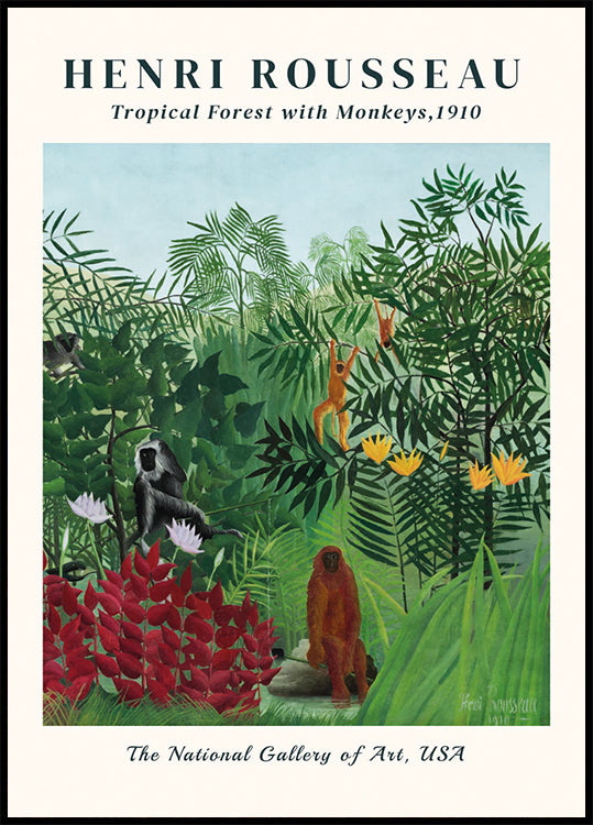 Tropical Forest with Monkeys By Henri Rousseau