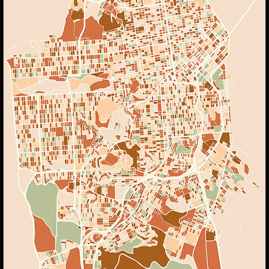 Black Maps Earth Tones 75 Plakat