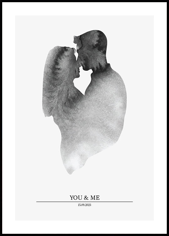 You & Me, romantic watercolor couple Plakat