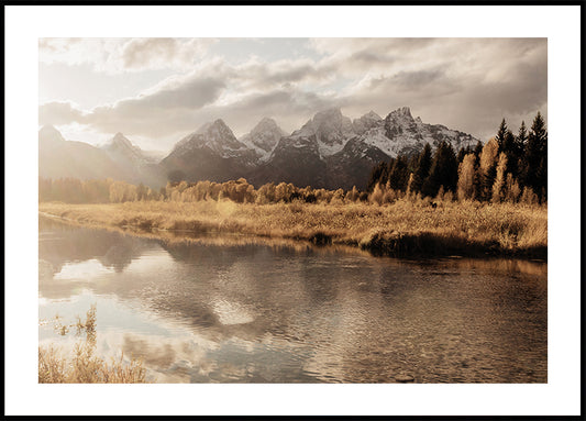 Autumn Morning and Mountains Plakat