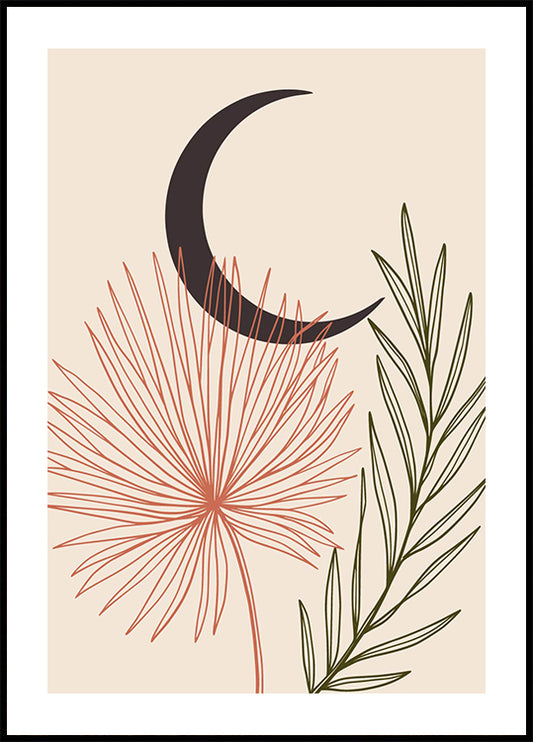 Moon and Flora Design Plakat