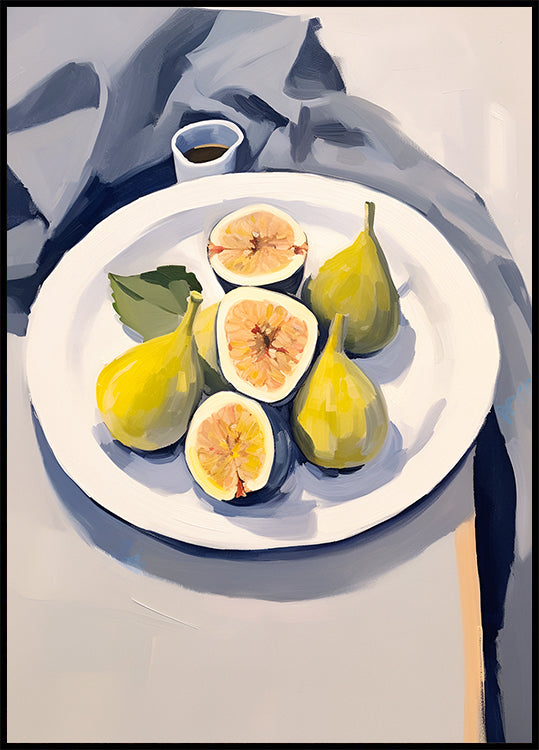 Fresh Figs on Plate, Minimalist Still Life Plakat