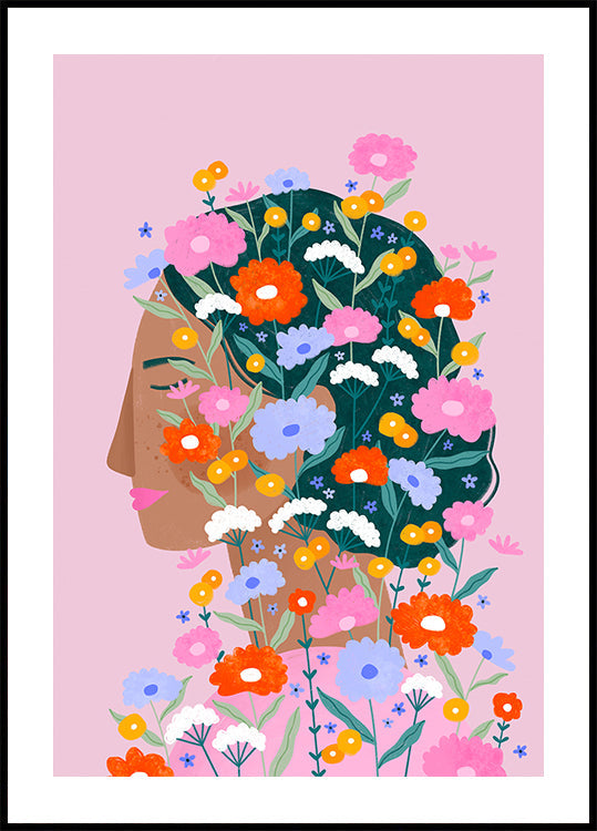 Colourful Flower Lady Plakat