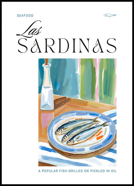 Plate of sardines with Bottle Plakat